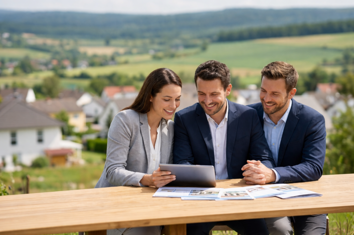 First-time homebuyers reviewing mortgage programs and down payment options on a tablet in Oregon
